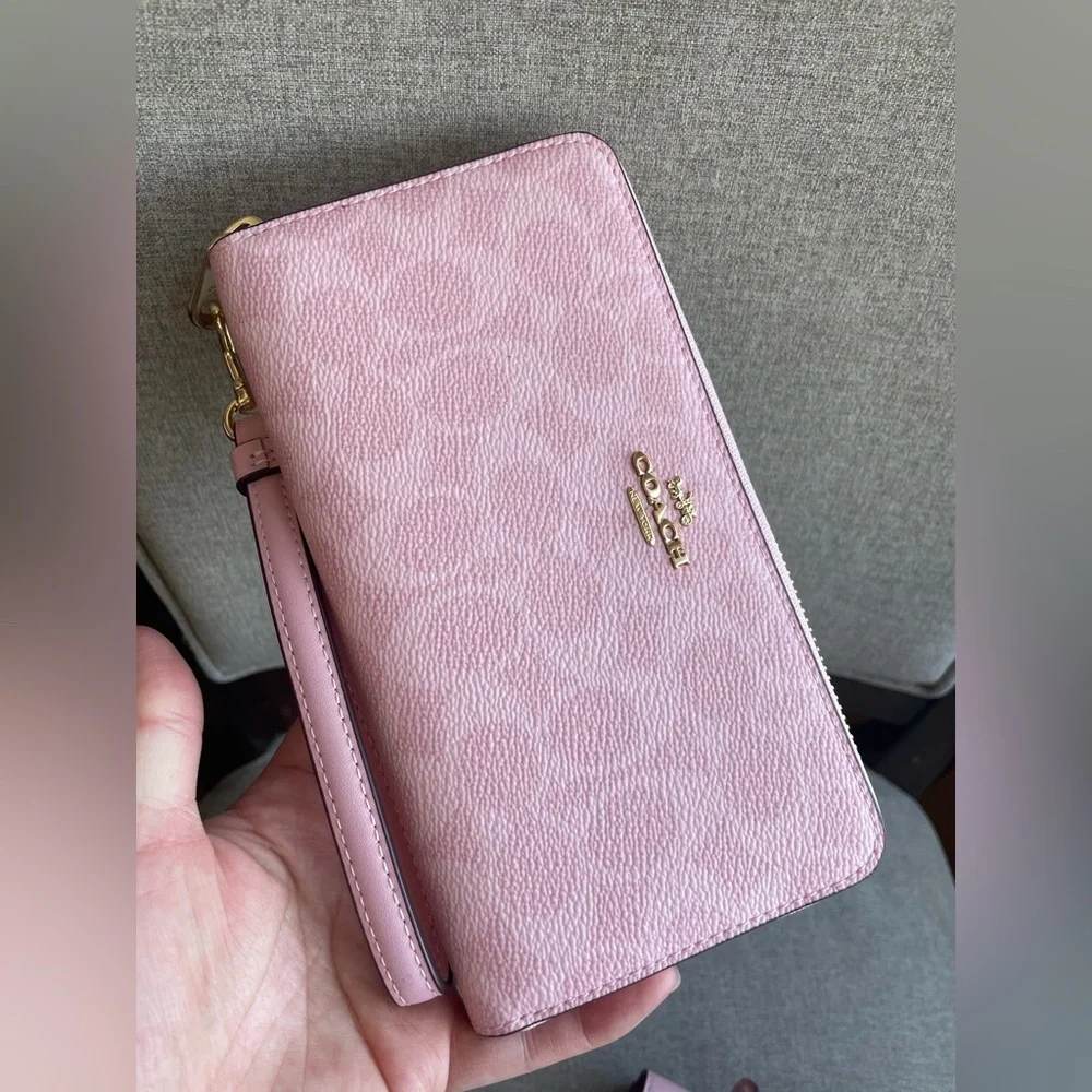 ‼️LIMITED‼️NWT！1PC COACH POWDER PINK SIGNATURE PURSES/WALLET fast shipping